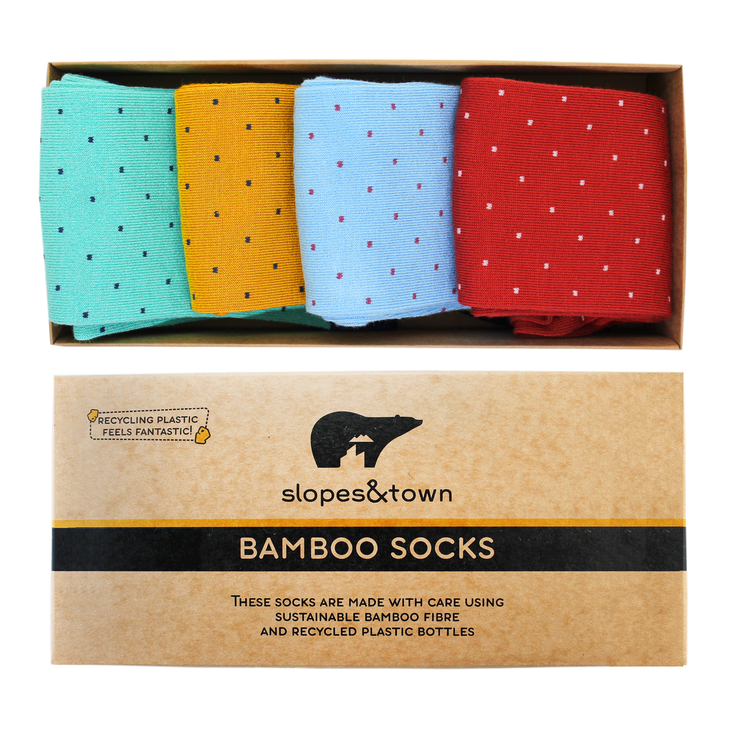 Mens Bamboo Socks Gift Box Dots Edition Colours