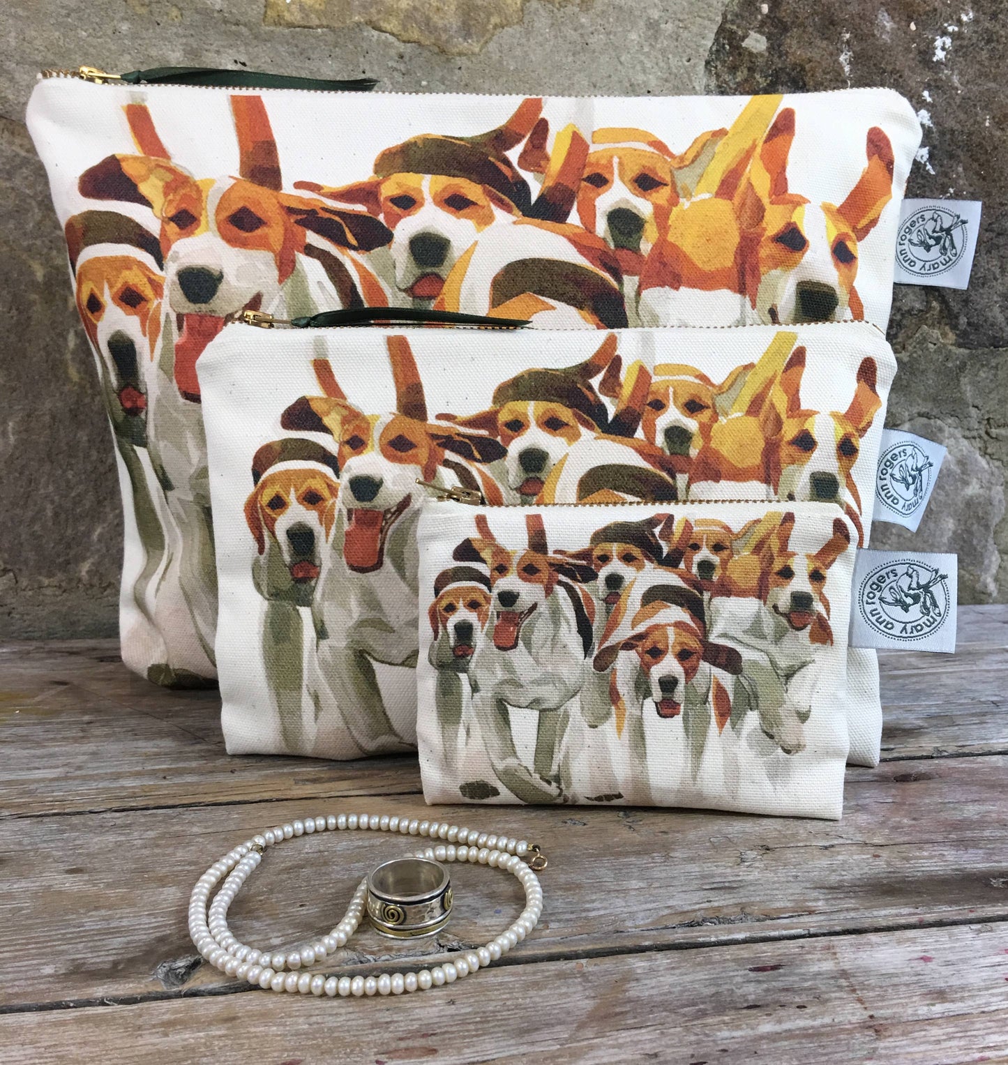 Natural Cotton Waterproof Lined Bag - Hounds