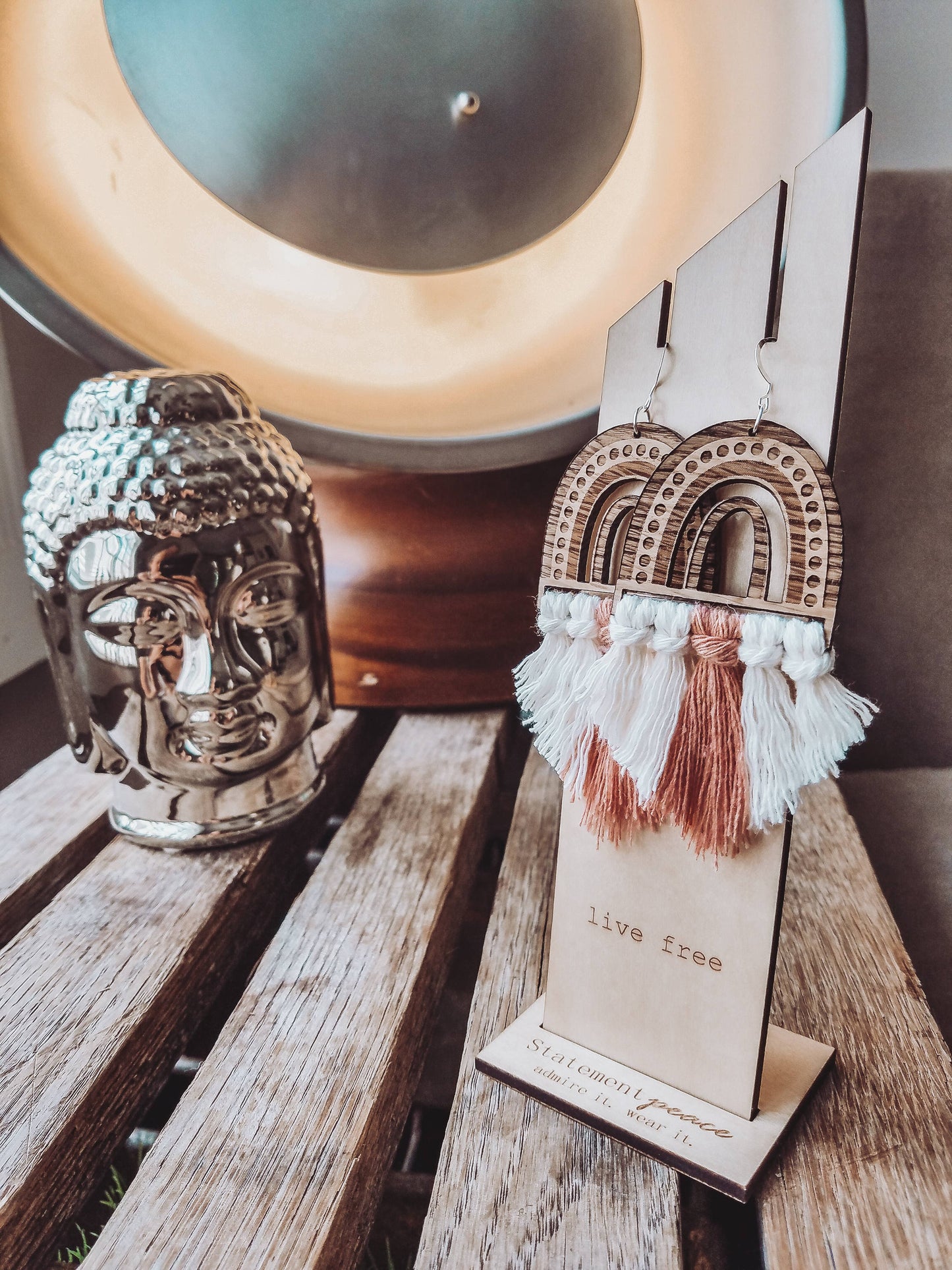 Boho Rainbow Wooden Earrings