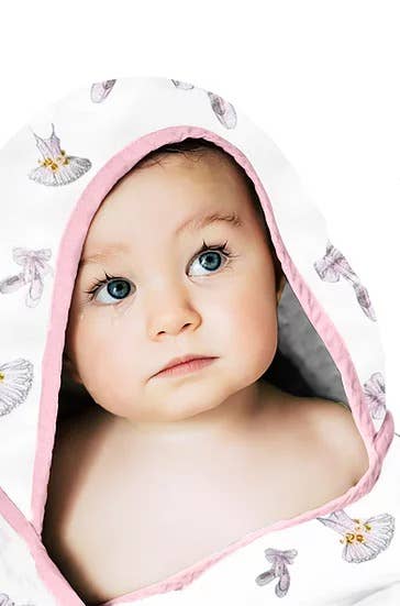Premium Bamboo Muslin Hooded Towel & Washcloth Set -Dancer