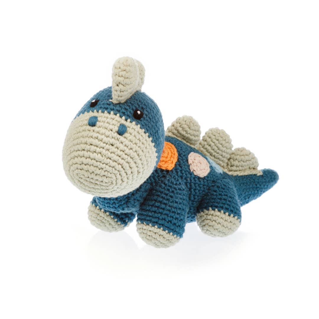 Blue Organic Dino Rattle