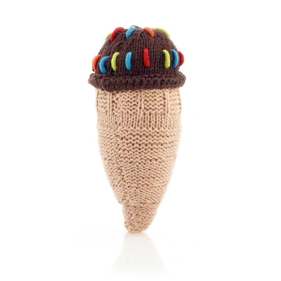 Ice Cream Cone Rattle in Chocolate