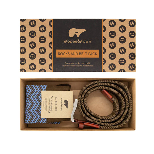 Mens Recycled Belt and Bamboo Socks Gift Box - Bob