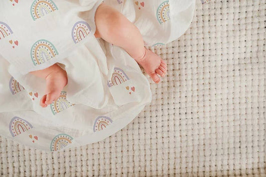 Premium Bamboo Muslin Swaddle Blanket- Rainbow