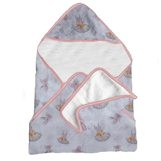 Premium Bamboo Muslin Hooded Towel & Washcloth Set -Dancer