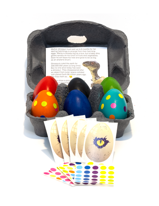 Dinosaur Egg Beeswax crayons set of 6