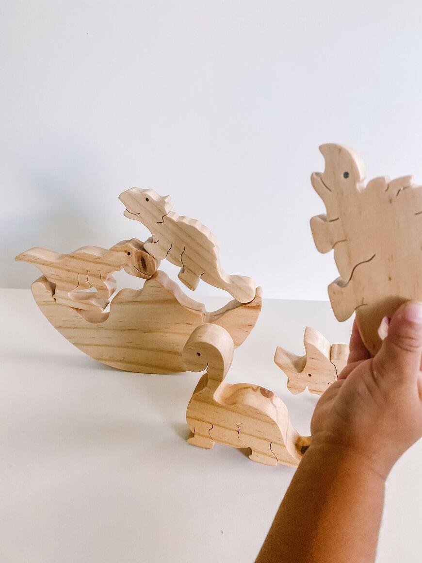 Wooden Dinosaur Stacking and Balance Toy