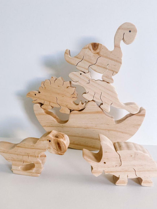 Wooden Dinosaur Stacking and Balance Toy
