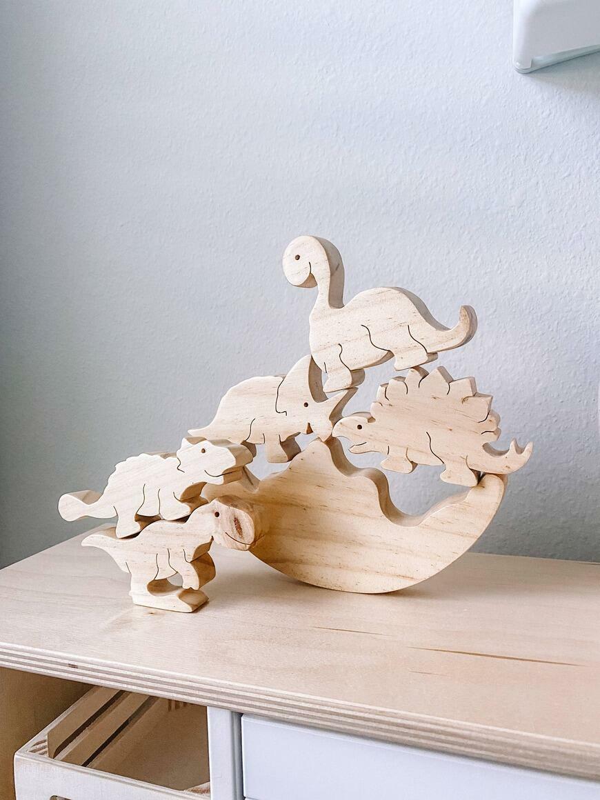 Wooden Dinosaur Stacking and Balance Toy