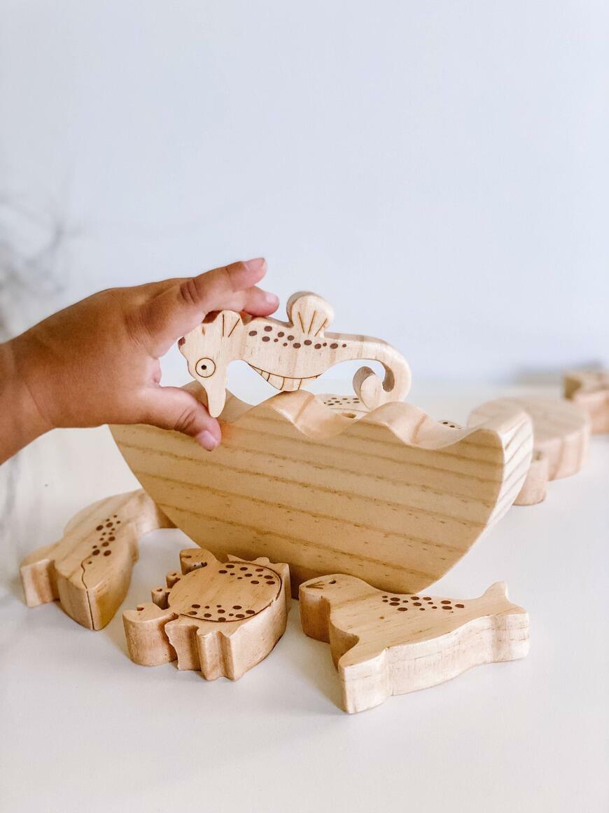 Wooden Sea Life Balance and Stacking Toy