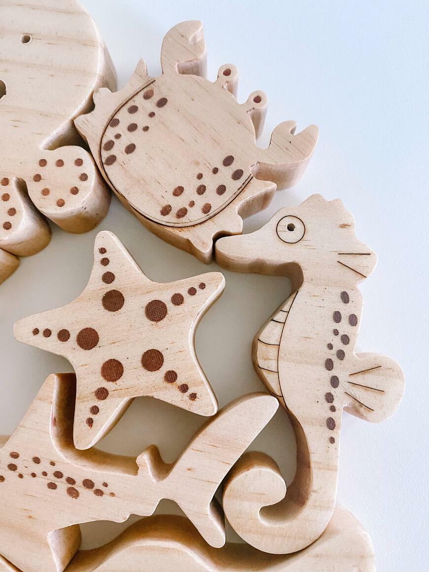 Wooden Sea Life Balance and Stacking Toy