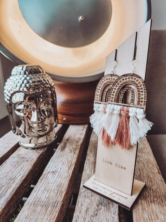 Boho Rainbow Wooden Earrings