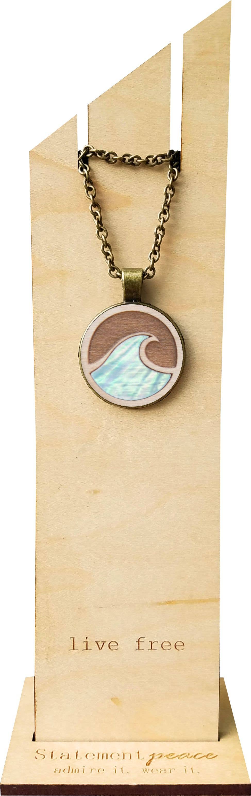 Ocean Wave Wooden Necklace