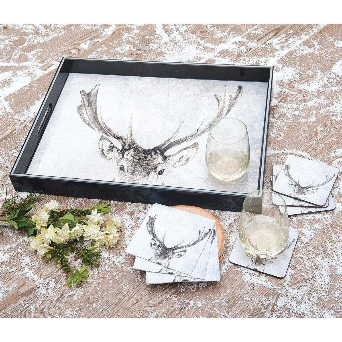 Snowy Deer 15" x 20" Art Tray