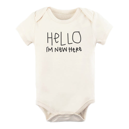 Hello I'm New Here Organic onesie